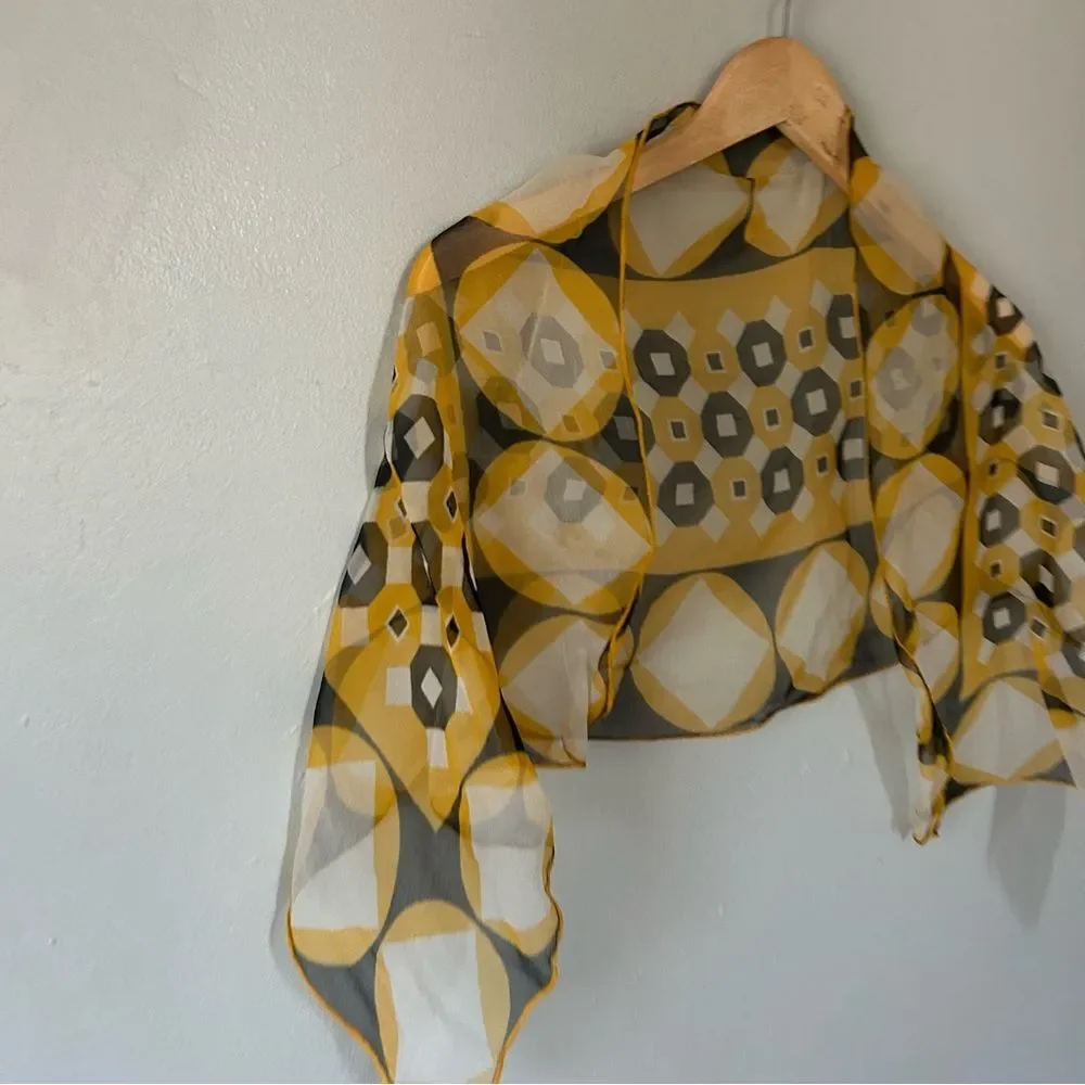 Vintage Silk Geometric Sheer Scarf